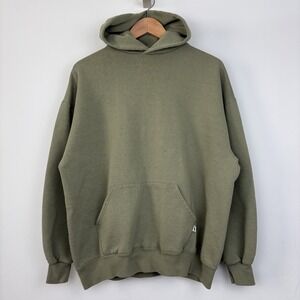 Vtg 90s Russell Athletic USA Made Mens XL Hoodie Green Blank Fleece 50/50 Kanye